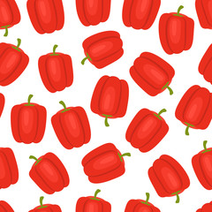 Seamless pattern with vegetables. Red peppers on a white background. Vegetable print. Vector illustration