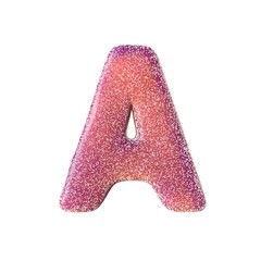 Red sour candy letter A Isolated on white background