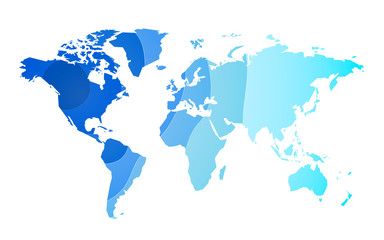 Fototapeta na wymiar blue waves world map background