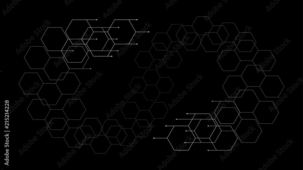 Poster flat minimalism hexagon tech pattern background