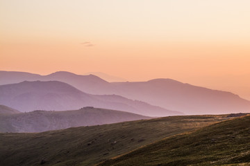 Mountain perspective at sunset