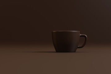 a cup of strong coffee on a brown background