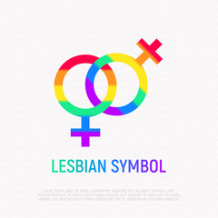 Lesbian symbol in rainbow color. Modern vector illustration.