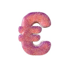 Red sour candy euro symbol Isolated on white background