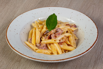 Penne with bacon