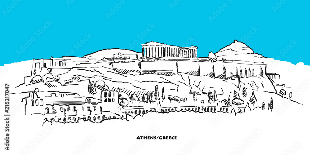 Poster Athens acropolis landmark banner