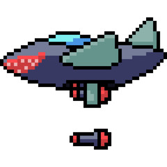 Obraz premium vector pixel art bomb jet