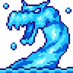 vector pixel art water dragon