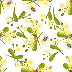 Honey jar seamless pattern with bee sketch vector illustration