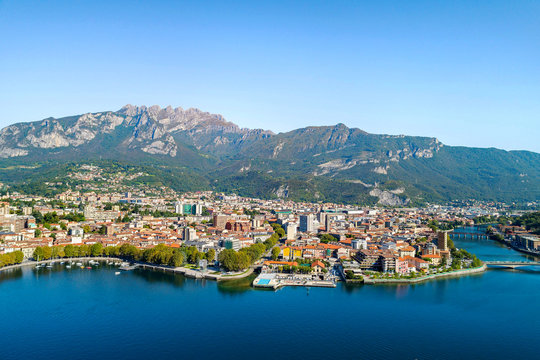 
Lecco - Lago di Como (IT) - Vista aerea panoramica della città 