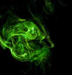 Green smoke on black background