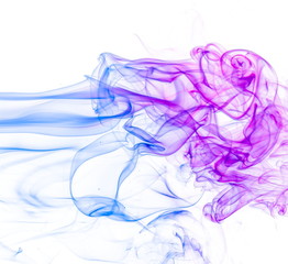 Colored smoke on white background