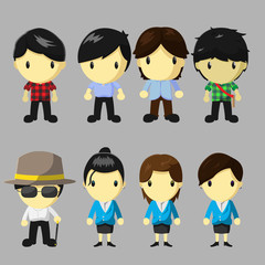 Character People Cartoon Cute Set Vector