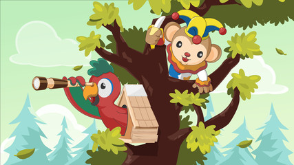 Pirot Monkey Tree Forest Search Vector