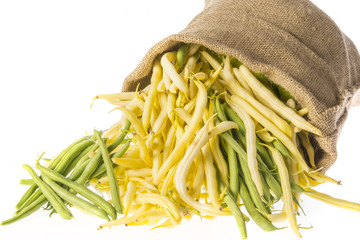 Fresh raw beans on a white background