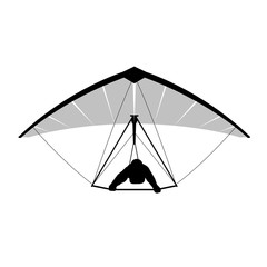 Silhouette of hang glider with sportsman