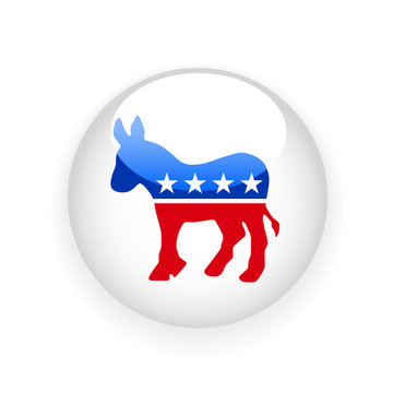 Round badge with democratic donkey symbol