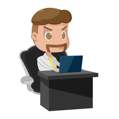 Old Man Style Working Laptop Vector