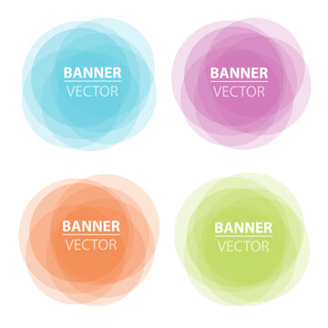 Colorful round banners. Overlay colors shape art design. Abstract concept graphic tag element for advertisements or printing. Creative vector illustration