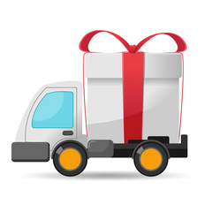 Car Delivery Gift Box Isolate Vector