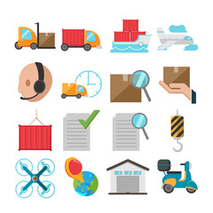 Logistic Flat Icon Shipping Transport Vector