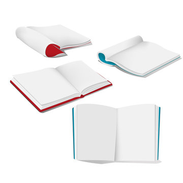 Book Open White Mockup Set Vector