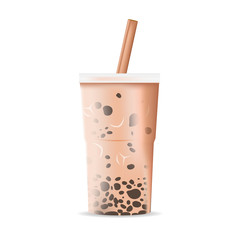 Milk Tea Plastic Glass Isolate Vector
