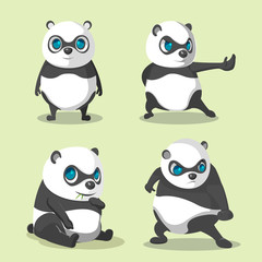 Panda Cute Character Collection Set Vector