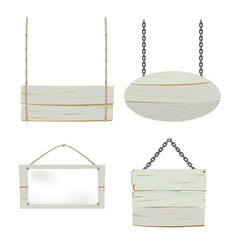 Wood Sign Board Collection Set Vector