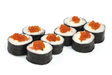 Seafood - isolated rolls on white background