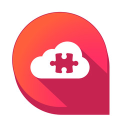 ikona z długim cieniem na tle strzałki pinezki