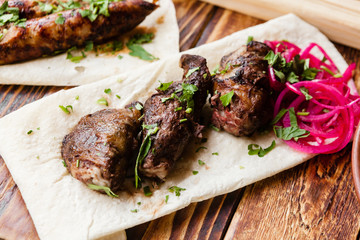 variety of Georgian dishes and snacks