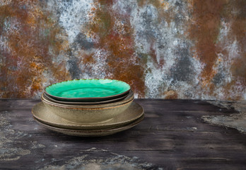 Food background. Empty plates
