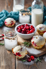 Muffins with cranberries and chocolate