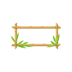 Wooden rectangular frame of bamboo sticks vector Illustration on a white background