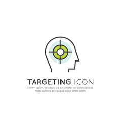 Vector Icon Style Illustration of Targeting and Target Audience Concept with Human Profile, SMM Illustration, Isolated Web Element