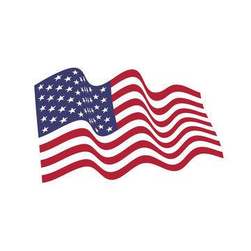 United States of America national flag in the wind. Vector illustration.