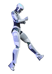 3D Rendering Female Robot on White