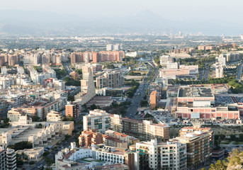 Fototapeta na wymiar City of Alicante, Spain. View of houses and buildings from the top.