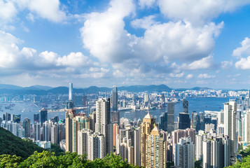 panoramic ctiy skyline in hong kong china