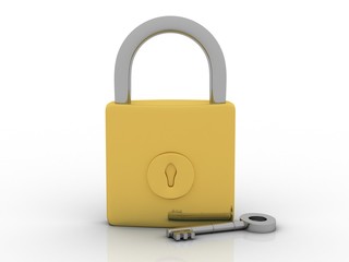 key and lock . 3D illustration
