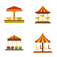 Carousel carnival horse icons set. Flat illustration of 4 carousel carnival horse vector icons isolated on white