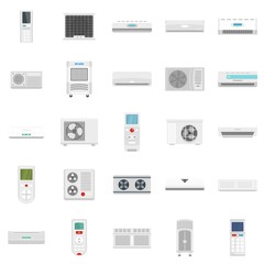 Conditioner air filter vent remote icons set. Flat illustration of 25 conditioner air filter vent remote vector icons isolated on white