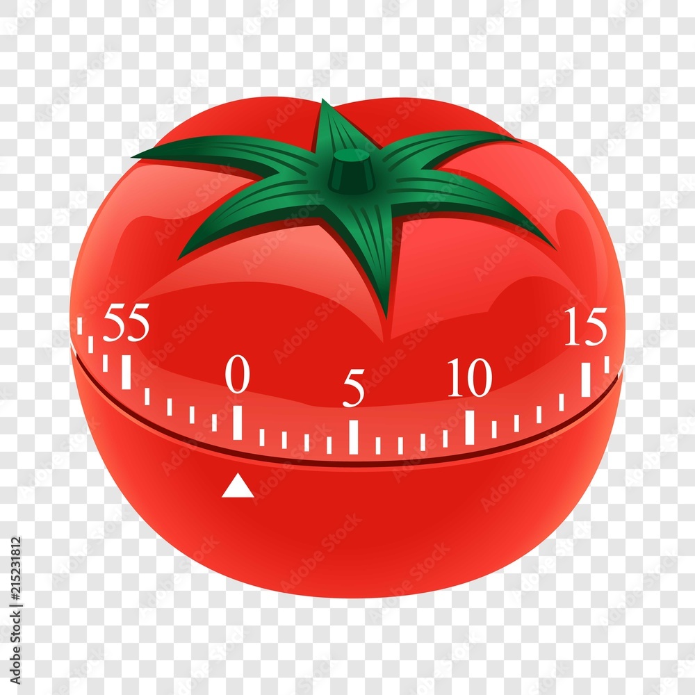 Poster tomato timer mockup. realistic illustration of tomato timer vector mockup for on transparent backgro