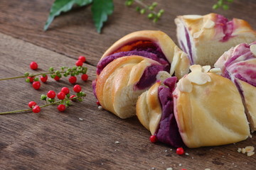 delicious handmade bread food on old wooden