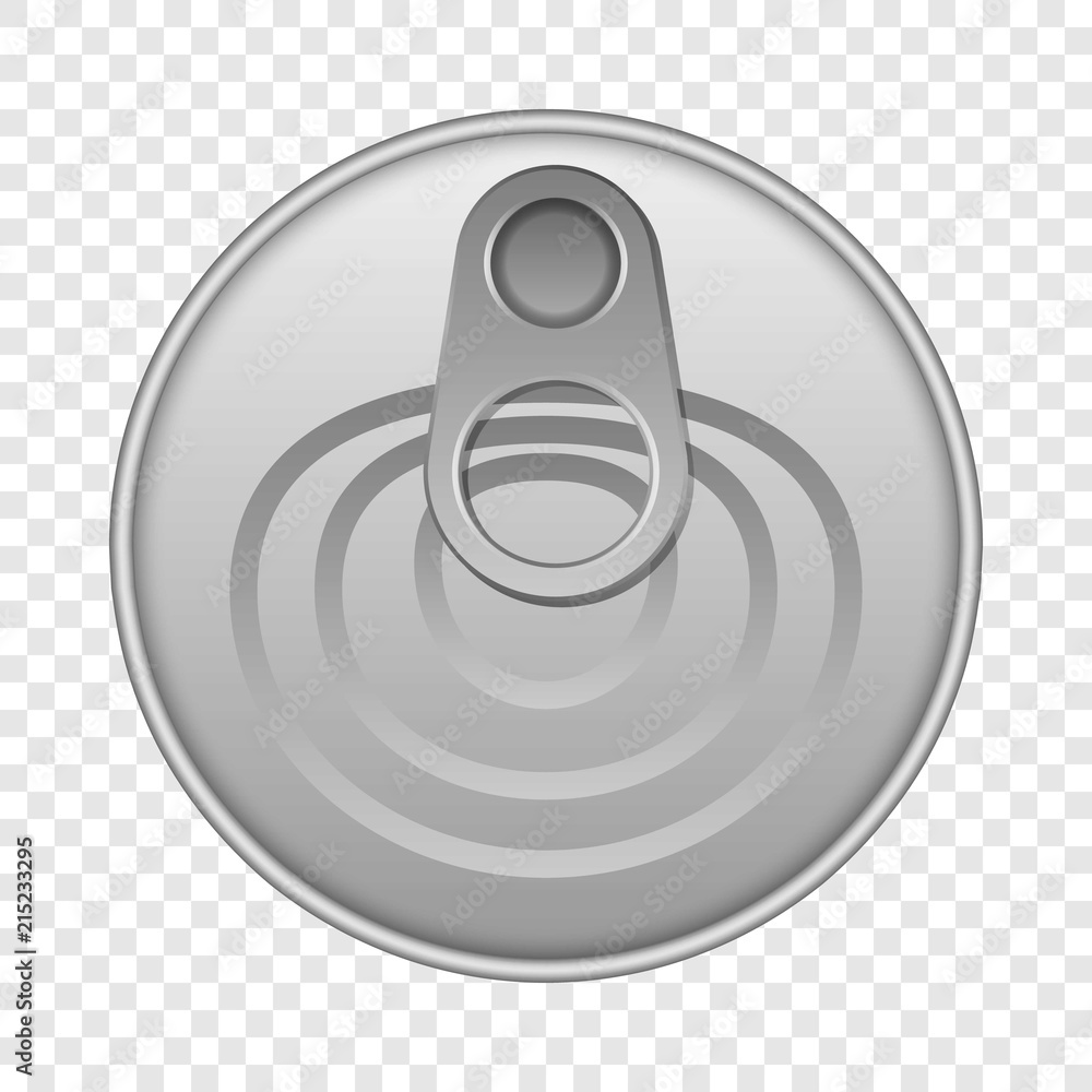 Poster top view tin can mockup. realistic illustration of top view tin can vector mockup for on transparent