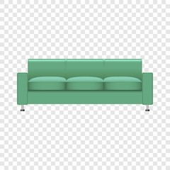 Mint color sofa mockup. Realistic illustration of mint color sofa vector mockup for on transparent background