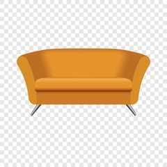 Oval orange sofa mockup. Realistic illustration of oval orange sofa vector mockup for on transparent background