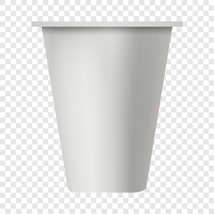 Round yogurt box mockup. Realistic illustration of round yogurt box vector mockup for on transparent background