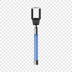 Blue selfie stick mockup. Realistic illustration of blue selfie stick vector mockup for on transparent background